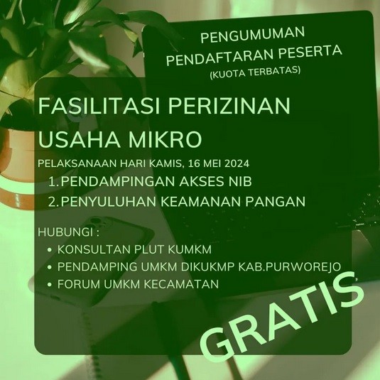 PLUT KUMKM Membuka Pendaftaran Fasilitasi Perijinan Usaha Mikro